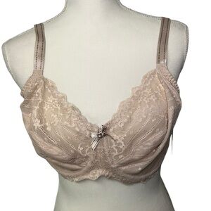 CHANTELLE Ivory Mesh Lace Underwire No Padding Bra NWOT